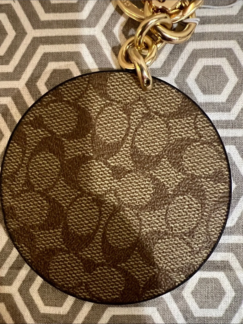 Coach “Bad Girls Club” Leather Circle Key Charm - White & Black
